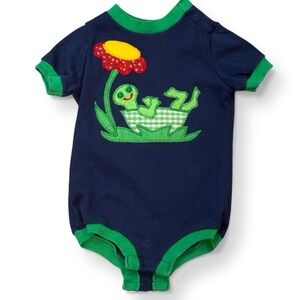 Vintage Just Babes Frog Flower Appliqué Romper 12 Months